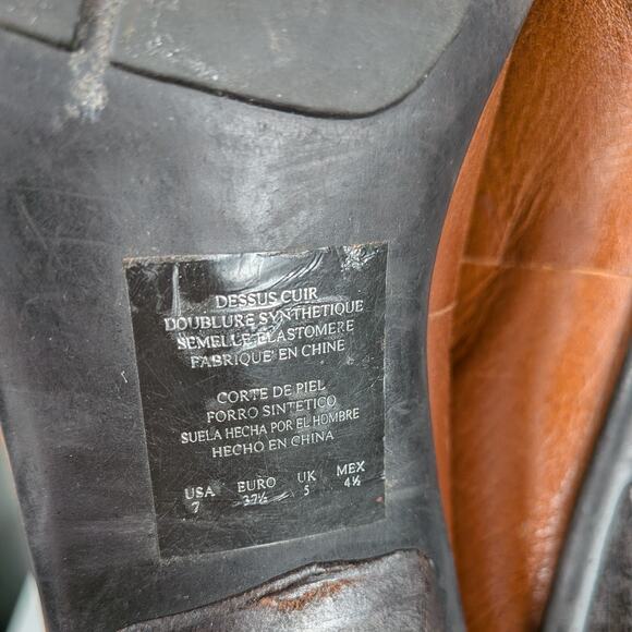 Vintage Y2K Kitten Heel Loafers 7 Brown Buckle Squre Toe Academia Twee Chunky - Picture 13 of 16